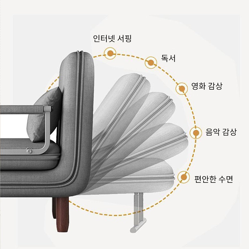 Takata 1~2인용 패브릭 접이식 소파베드 리클라이너 공간절약 폴딩침대할인 상세 이미지 1