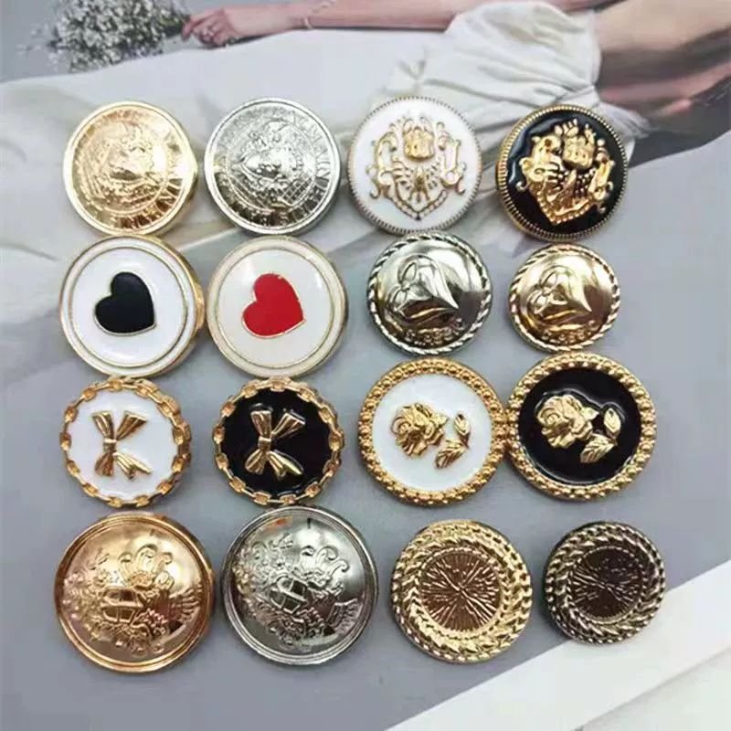 복고풍 단추 버튼 코트 클래식 정장 금속 명품단추, 17.5mm 6개, 1개, 7 브론즈 더블 C 상세 이미지 2