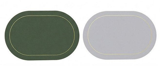 더퓨어리즘365 양면 방수 가죽 식탁매트 식탁테이블매트 4p 세트 북유럽 매트, 4개, 45cm*30cm, 올리브그린+샌드그레이(녹색+회색)할인