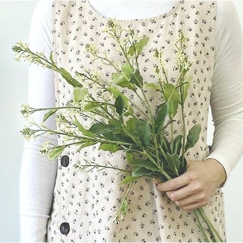 jh부드러운 순면 큐티플라워 원피스 앞치마 (2color) 어린이집 보육교사, 진베이지, 1개 상세 이미지 2