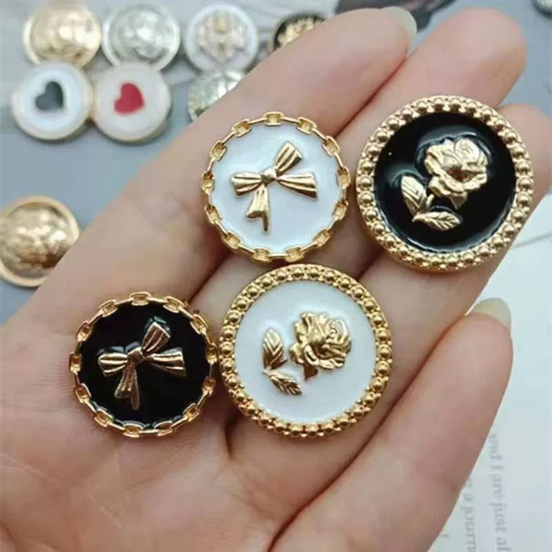 복고풍 단추 버튼 코트 클래식 정장 금속 명품단추, 17.5mm 6개, 1개, 7 브론즈 더블 C 상세 이미지 2