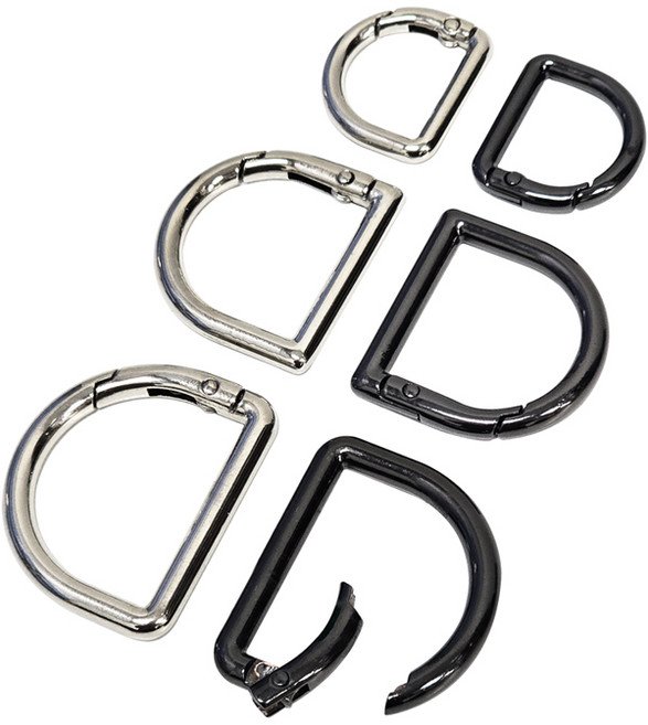 PANDAMI 오픈형 D링 가방고리 키링 부자재, 2개, 32mm 블랙할인