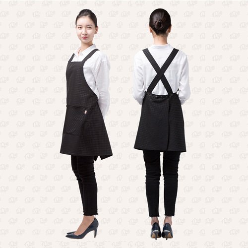 가르미르 체크 베이직 앞치마(사이즈 S/M/L) 국내생산, S(소), 1개, 블랙 S(소) 상세 이미지 1