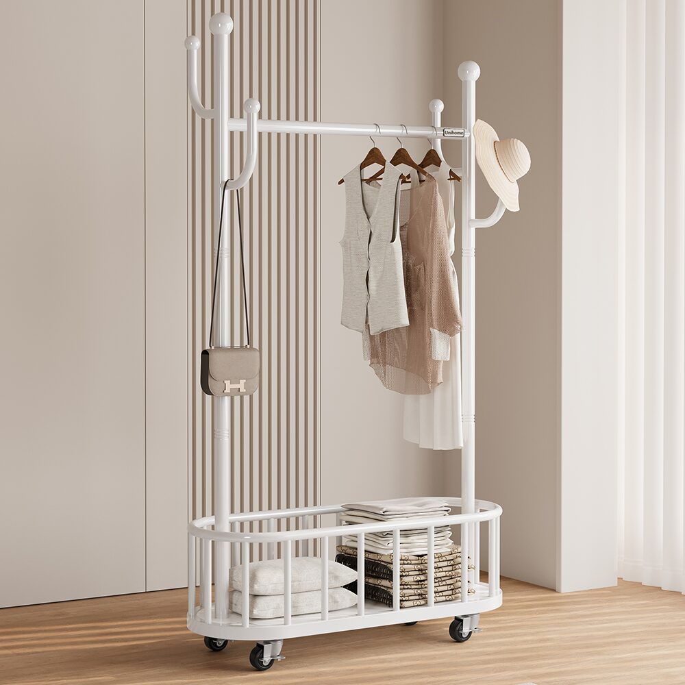 Unihome 선인장형 고급 이동식 행거 미니 트롤리 행거, 프리미엄 화이트할인 상세 이미지 1