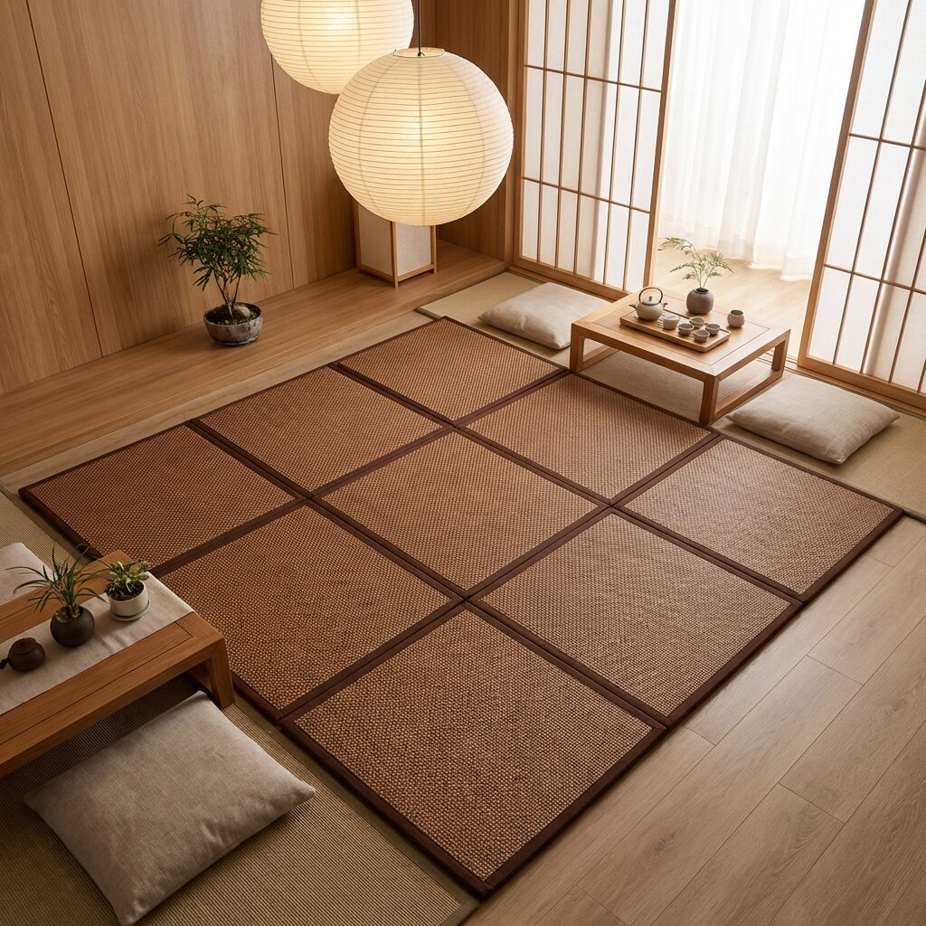 하루마루 다다미 매트 일본식 러그 사계절 대나무돗자리 대자리 라탄러그 시원한잠자리 다다미방, 미색 상세 이미지 2