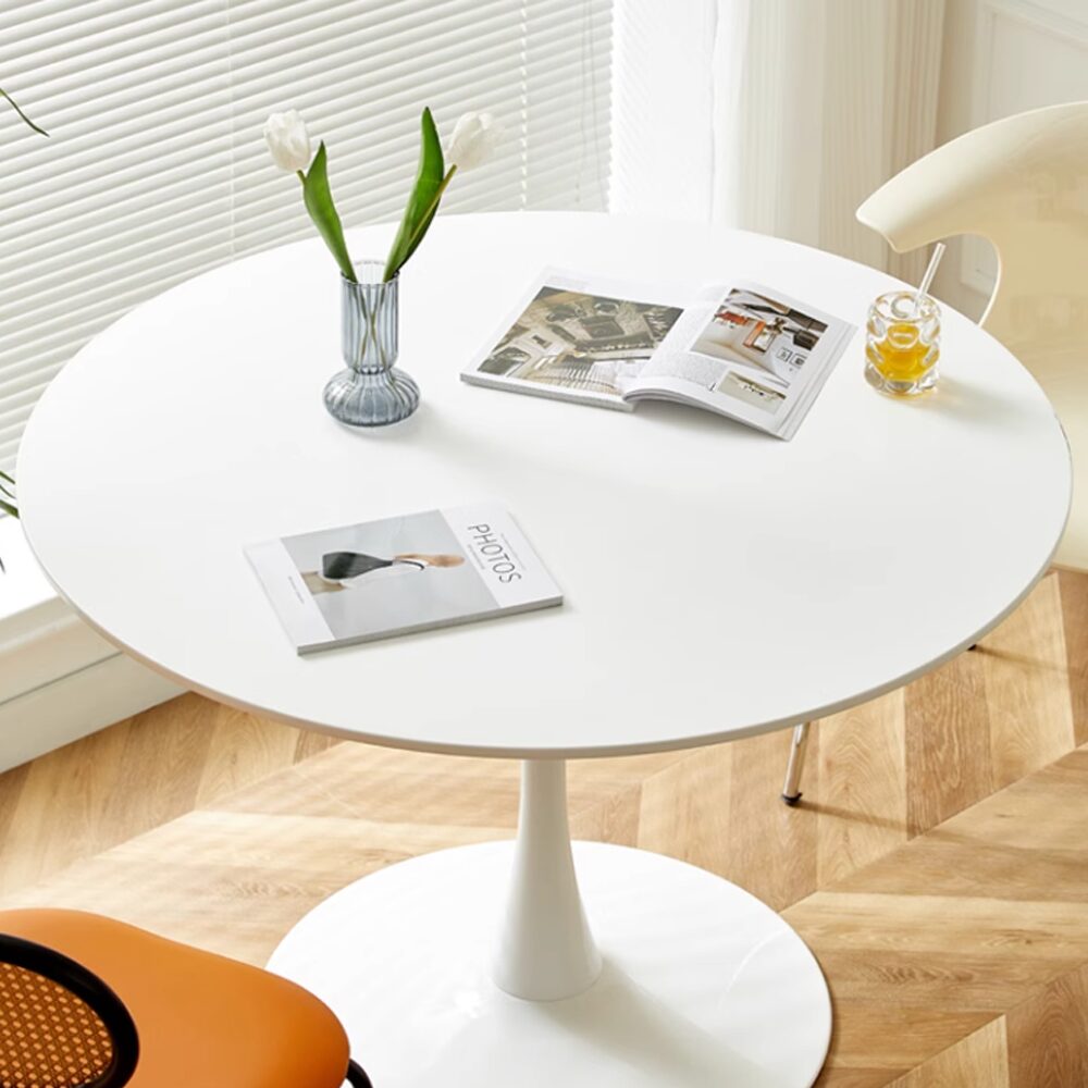 하루꿈 원형 식탁 테이블 카페 인테리어 다용도 주방 거실 탁자 밥상, 2인용, 화이트할인 상세 이미지 2