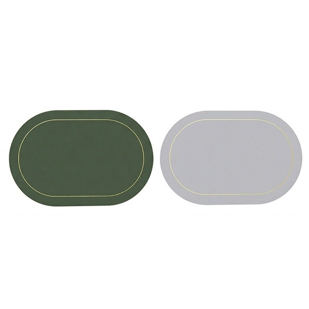 더퓨어리즘365 양면 방수 가죽 식탁매트 식탁테이블매트 4p 세트 북유럽 매트, 4개, 45cm*30cm, 올리브그린+샌드그레이(녹색+회색)할인 상세 이미지 1