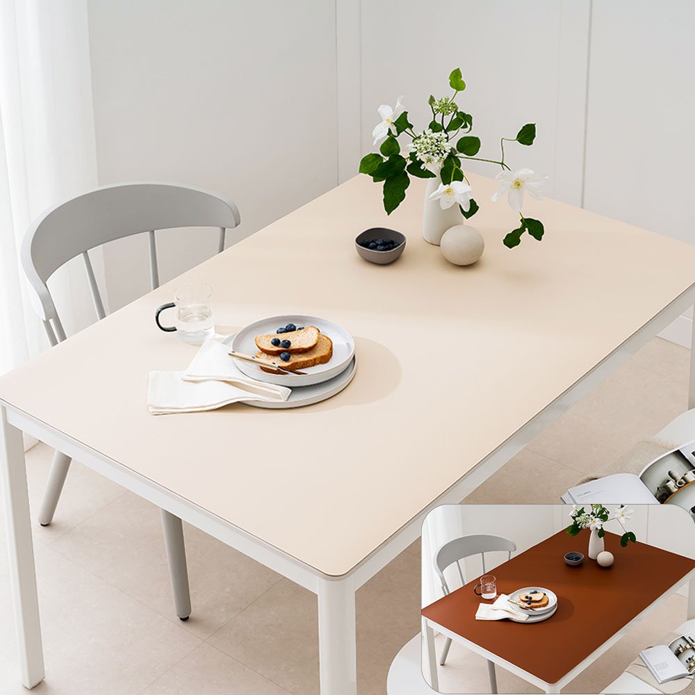 (16colors 11size) 깐깐공주 100% 방수 가죽 식탁보 테이블보 식탁매트 테이블매트, 120x80cm, 양면-10 (Ivory+Choco), 1개 상세 이미지 2