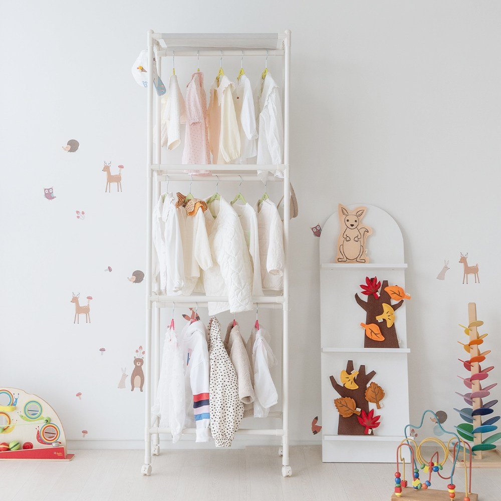 엠에프매직하우스 베이비 아기행거 유아행거 아동행거 어린이 다걸어 3단 행거, 화이트그레이할인 상세 이미지 2