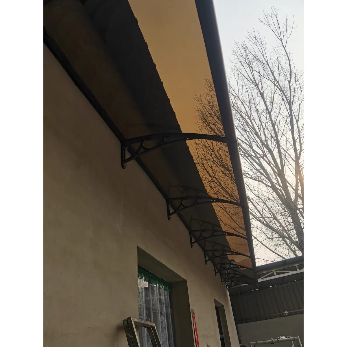 600x2000 렉산시공 빌라 발코니차양 캐노피 DIY 테라스 창문 렉산 처마 비가림 현관 주택 차양 비가리개, 1개, 블랙 프레임 + 브라운 패널할인 상세 이미지 1