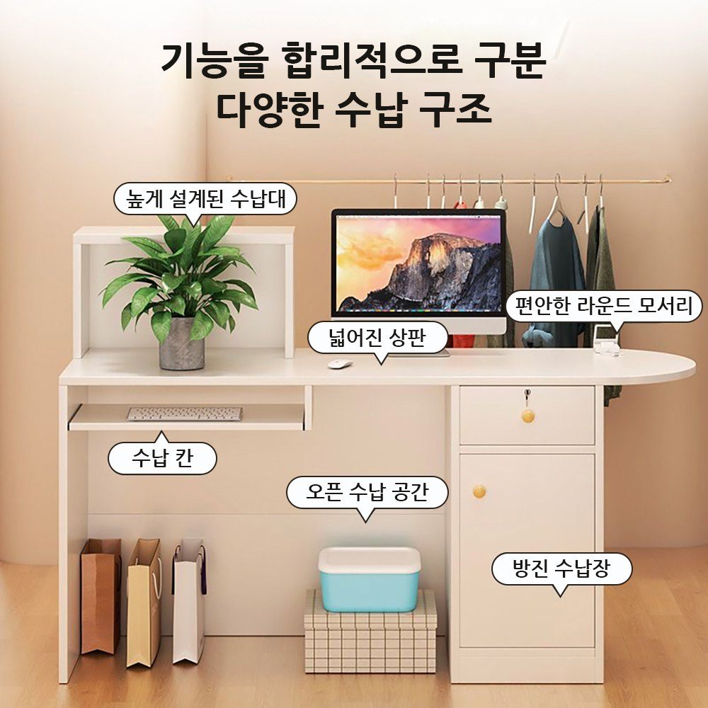 미용실 네일숍 옷가게 업소용 카운터 식당 카페 계산대테이블, 화이트+화이트할인 상세 이미지 2