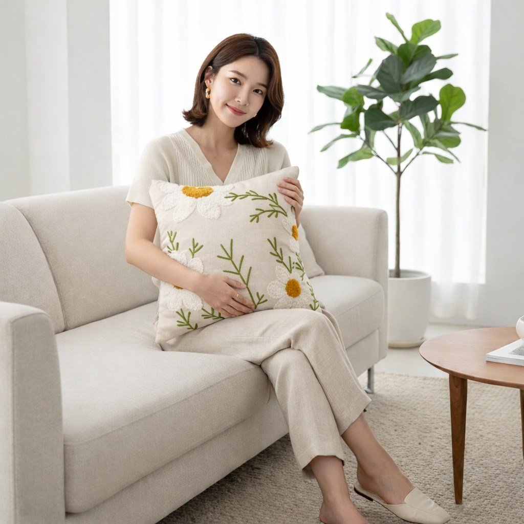 우아한클릭 1+1 북유럽쿠션 자수 쇼파커버 쿠션커버 4 상세 이미지 2