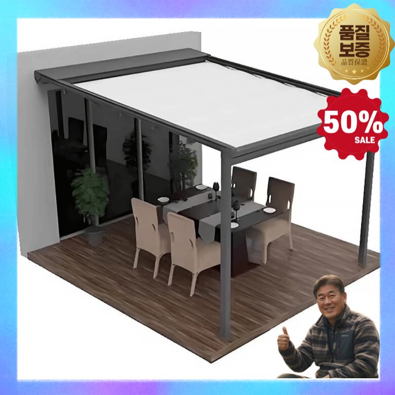라바체 오픈식 파고라 체류형 쉼터 정자 오두막 바베큐장 썬룸 조립식 시스템 옥상 주문제작형, 화이트 상세 이미지 1